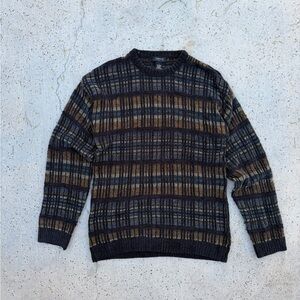 Cambridge Classics Plaid Crewneck Sweater - Navy and Brown large